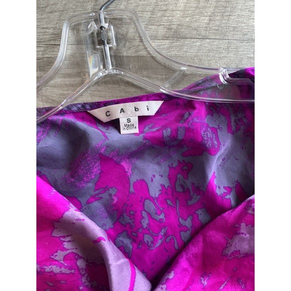 CAbi Top Size small Pink Purple Abstract Sleeveless Silk Blouse Career Dressy - Picture 13 of 15